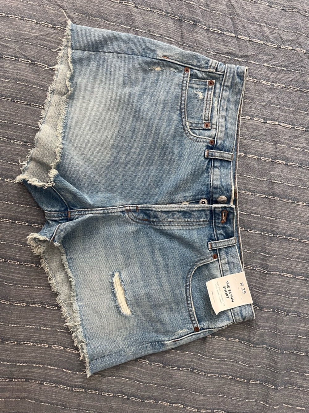 Madewell Light Wash Distressed Denim Cutoff Shorts